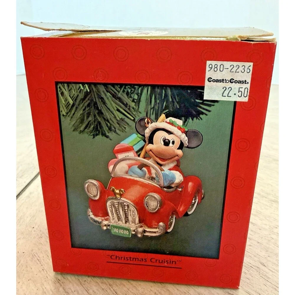 1994 Enesco Disney Christmas Cruisin Mickey Mouse‎ Red Car Ornament New in a Box